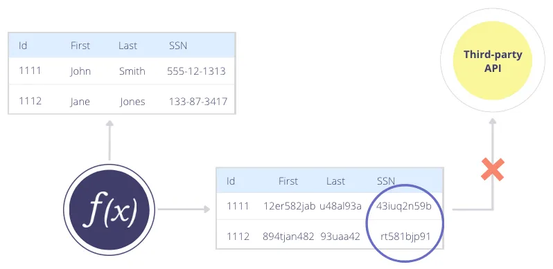 Hashing Makes Integration with Third-party APIs Impossible if data like SSNs are unreadable